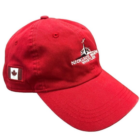 NWOT Nicklaus North Golf Hat / Cap Red Canada Classic Cut Ahead Adjustable Strap - Picture 1 of 9